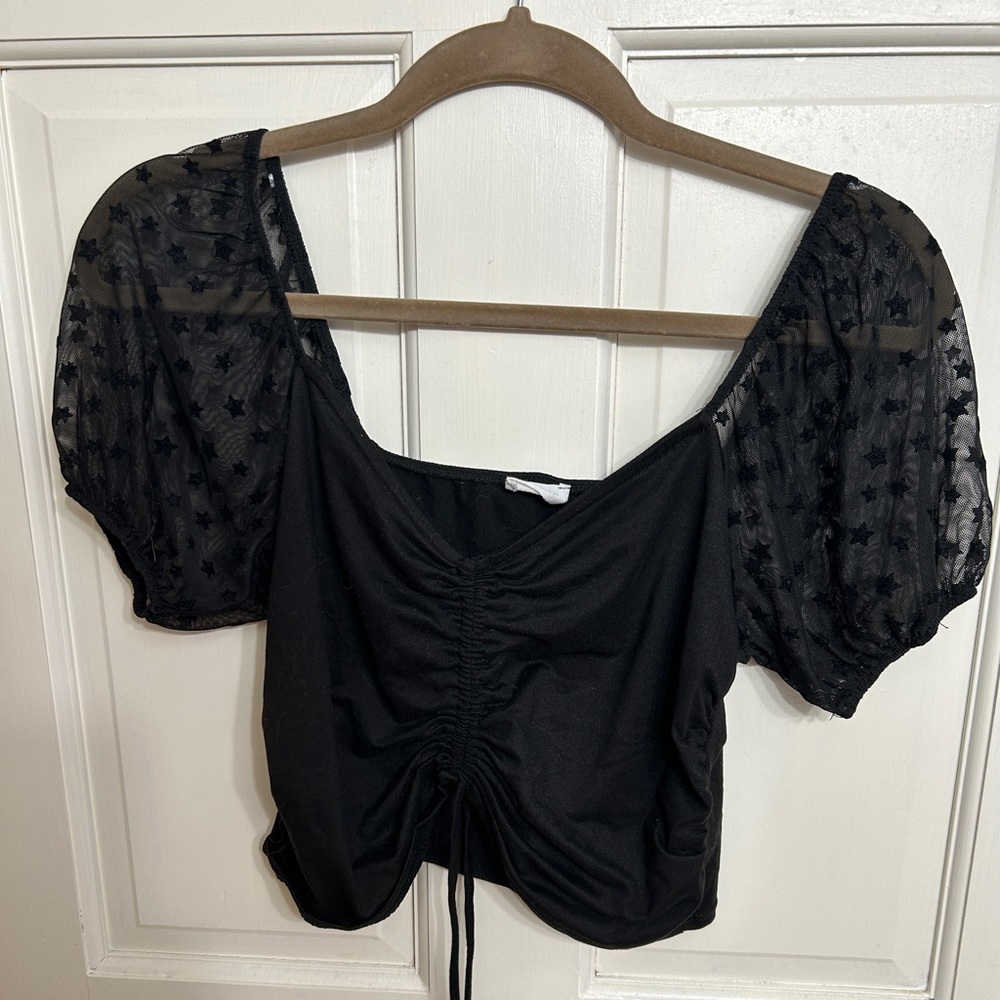 Le Lis star mesh black shirt